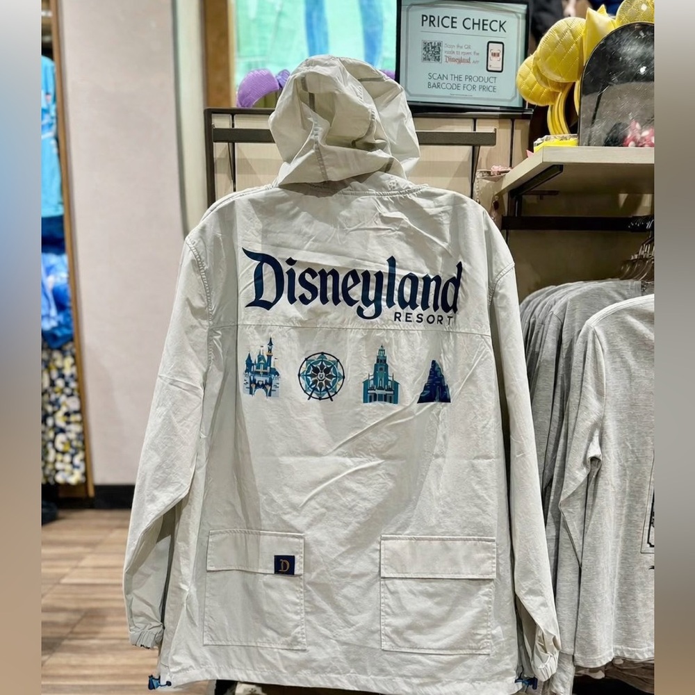 Disneyland Resort Windbreaker Jacket (S) Gray Hooded Lightweight Castle Graphic - Picture 3 of 10
